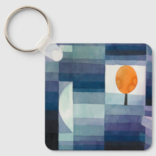 Paul Klee Abstract Tree Blue Painting Keychain