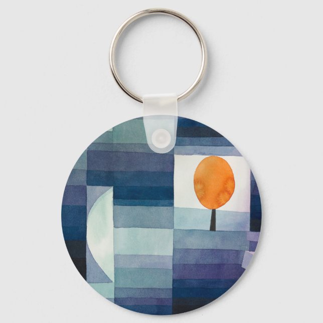 Paul Klee Abstract Tree Blue Painting Keychain (Front)