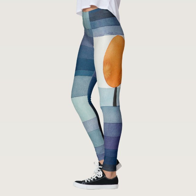 Paul Klee Abstract Tree Blue Painting Leggings (Left)