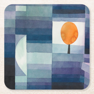 Paul Klee Abstract Tree Blue Painting Square Paper Coaster