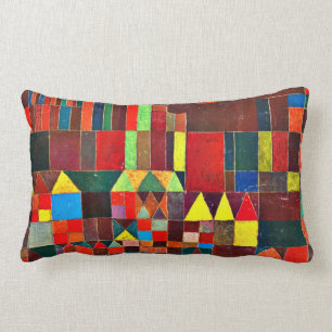 Paul Klee art: Castle and Sun, Klee painting Lumbar Pillow