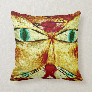 Paul Klee art: Cat and Bird Throw Pillow