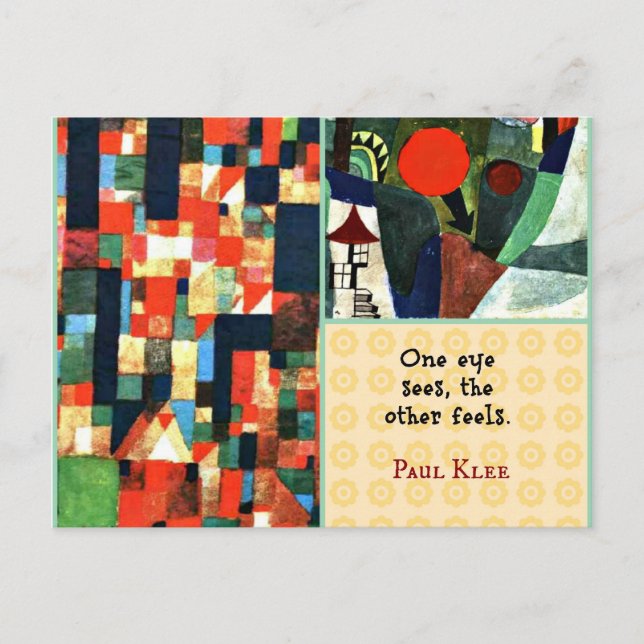 Paul Klee Art Collage and Quote: One Eye Sees... Postcard (Front)