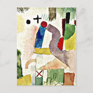 Paul Klee art - Pathetic Watercolor, Red Postcard
