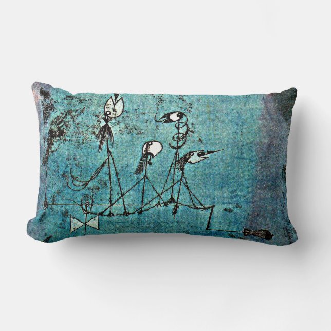 Paul Klee art: Twittering Machine Lumbar Pillow (Front)