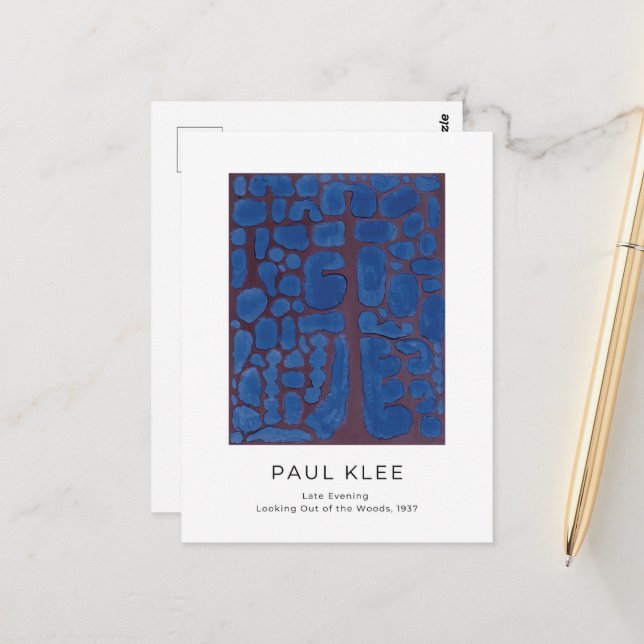 Paul Klee, Blue Modern Abstract Art Postcard (Front/Back In Situ)