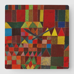 Paul Klee Castle And Sun Square Wall Clock