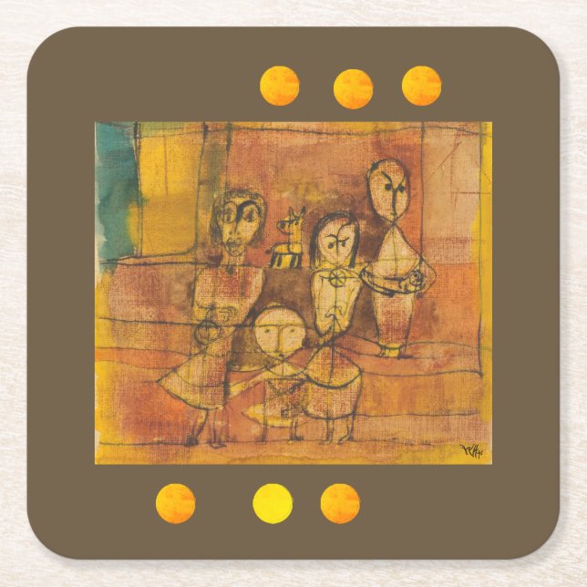 Paul Klee Children and Dog Square Paper Coaster (Front)