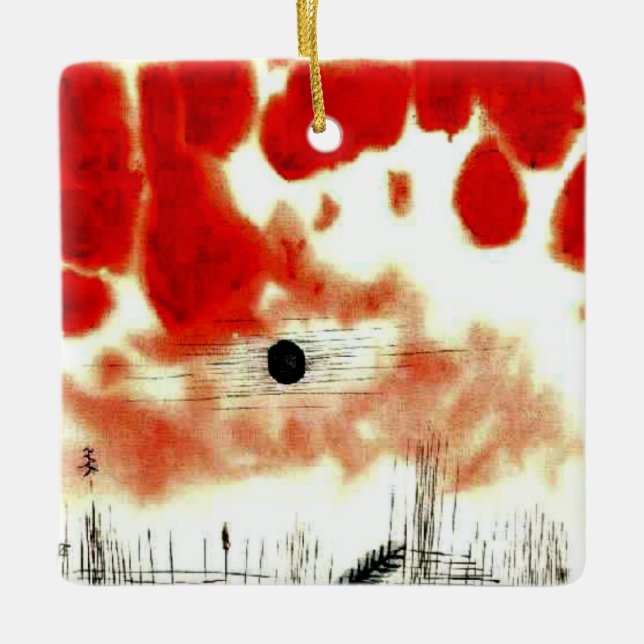 Paul Klee famous painting, Clouds over Bor, Ceramic Ornament (Front)
