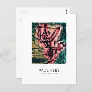 Paul Klee, Fire Clown - Colourful Abstract Art Postcard
