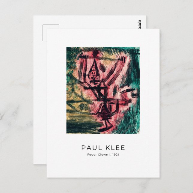 Paul Klee, Fire Clown - Colourful Abstract Art Postcard (Front/Back)