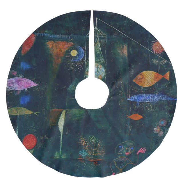 Paul Klee Fish Magic Abstract Painting Graphic Art Brushed Polyester Tree Skirt (Front)