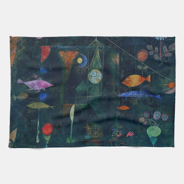 Paul Klee Fish Magic Abstract Painting Graphic Art Kitchen Towel (Horizontal)