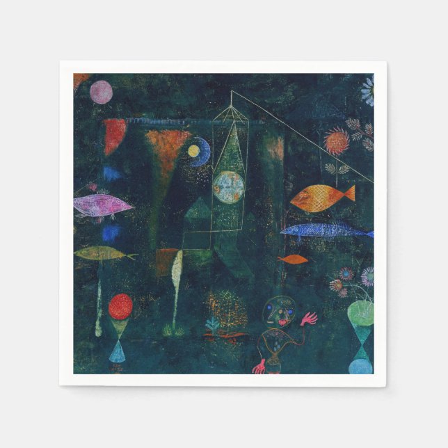 Paul Klee Fish Magic Abstract Painting Graphic Art Napkin (Front)