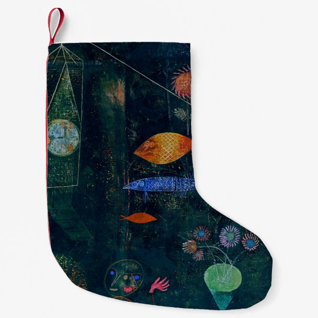 Paul Klee Fish Magic Abstract Painting Graphic Art Small Christmas Stocking (Front)