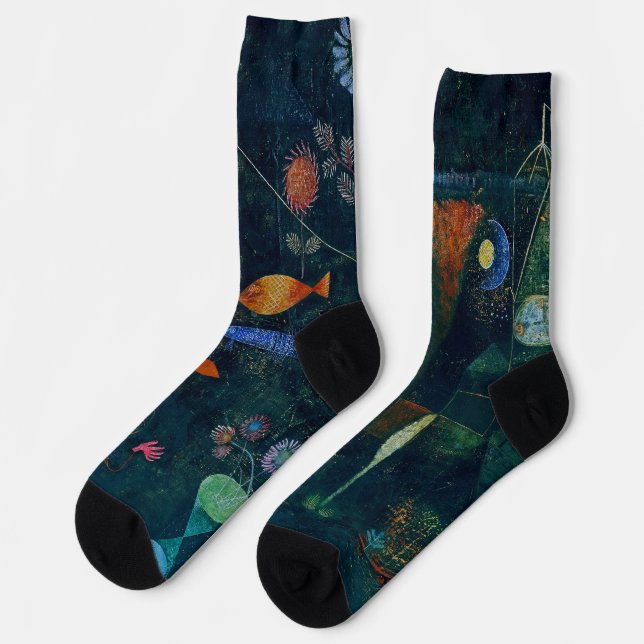 Paul Klee Fish Magic Abstract Painting Graphic Art Socks (Left)