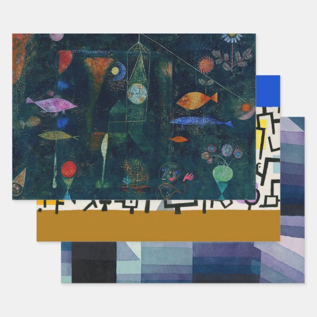 Paul Klee Fish Magic Abstract Painting Graphic Art Wrapping Paper Sheet (Set)