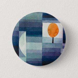 Paul Klee Harbinger of Autumn Blue Modern Abstract 2 Inch Round Button
