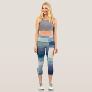 Paul Klee Harbinger of Autumn Blue Modern Abstract Capri Leggings