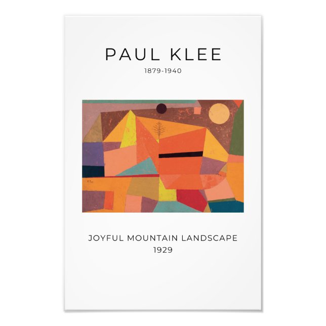 Paul Klee, Joyful Mountain Landscape, Abstract Art Photo Print (Front)