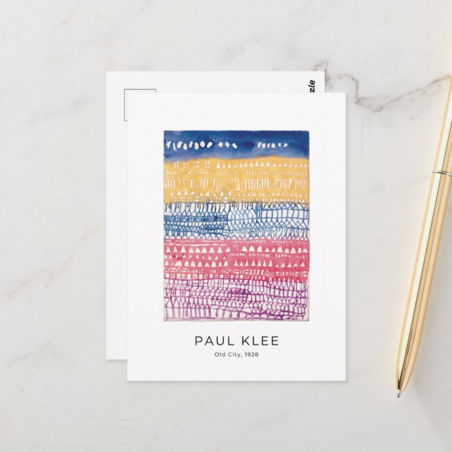 Paul Klee, Old City, Colourful Modern Abstract Art Postcard (Front/Back In Situ)