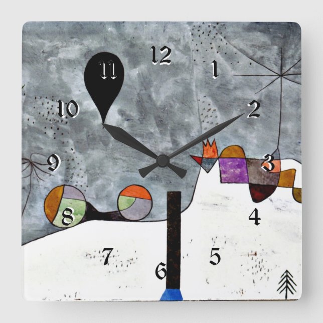 Paul Klee popular painting, Winter, Square Wall Clock (Front)