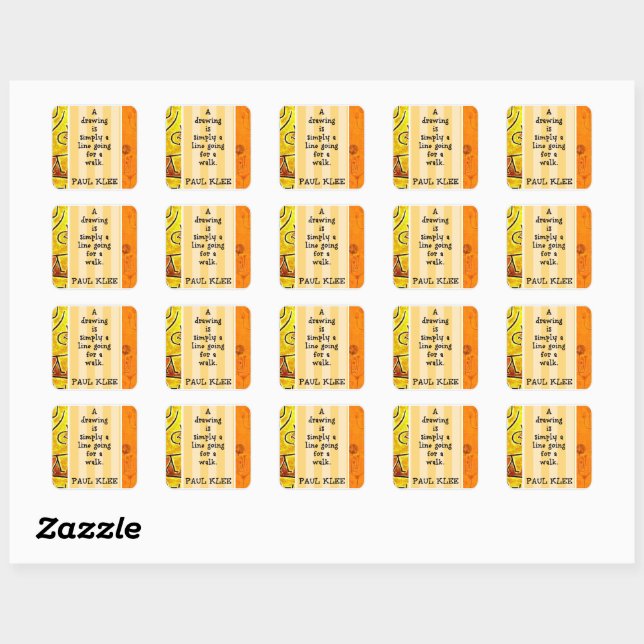 Paul Klee - Quotation and Paintings Square Sticker (Sheet)