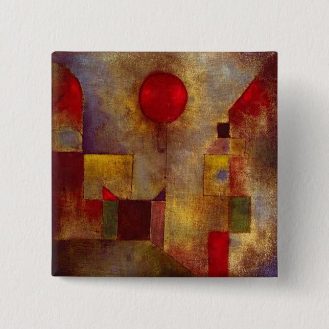 Paul Klee Red Balloon Abstract Colourful Art  2 Inch Square Button (Front)