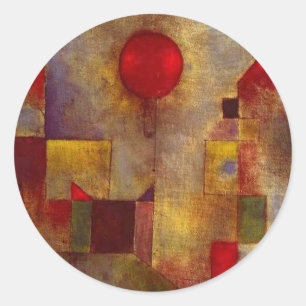 Paul Klee Red Balloon Abstract Colourful Art  Classic Round Sticker