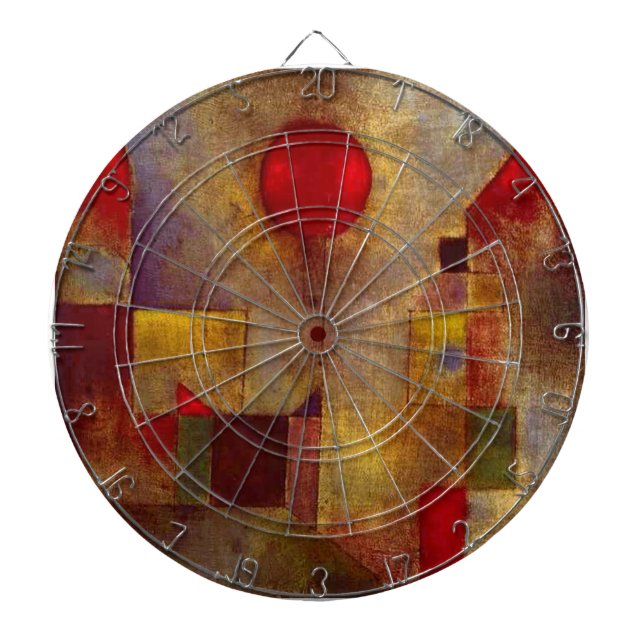Paul Klee Red Balloon Abstract Colourful Art  Dartboard (Front)