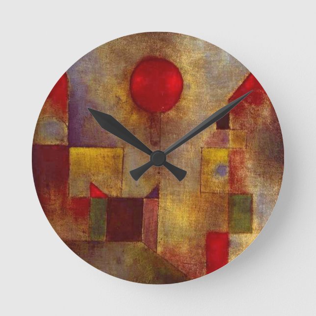 Paul Klee Red Balloon Art Print Abstract Round Clock (Front)