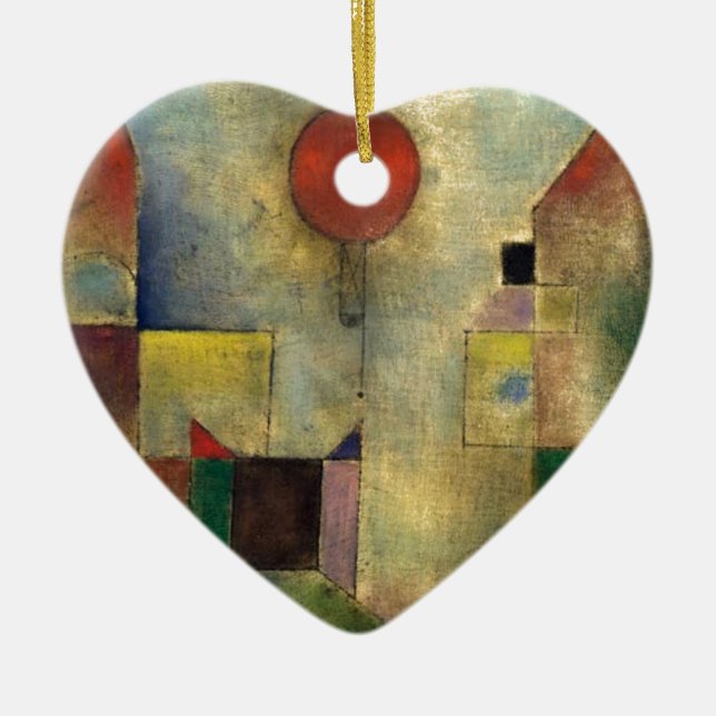 Paul Klee Red Balloon Ceramic Ornament (Front)