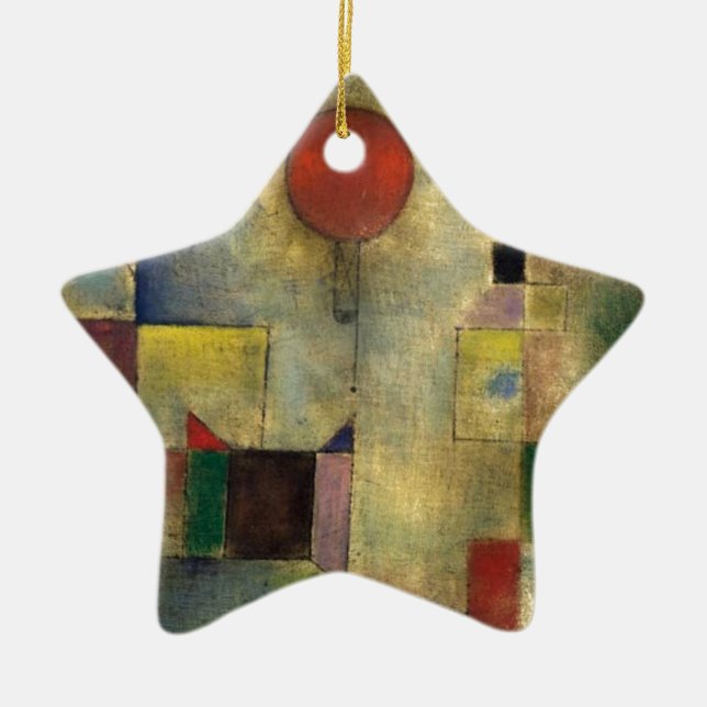 Paul Klee Red Balloon Ceramic Ornament (Front)