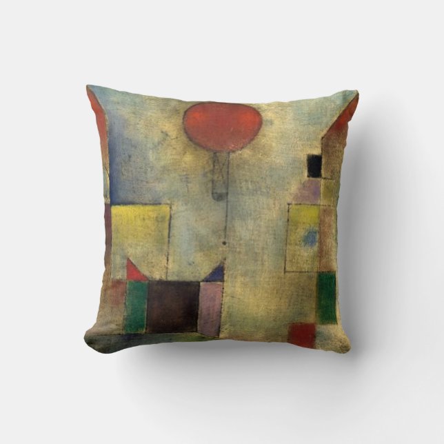 Paul Klee Red Balloon Throw Pillow (Front)