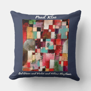 Paul Klee Red Green and Violet and Yellow Rhythms Throw Pillow