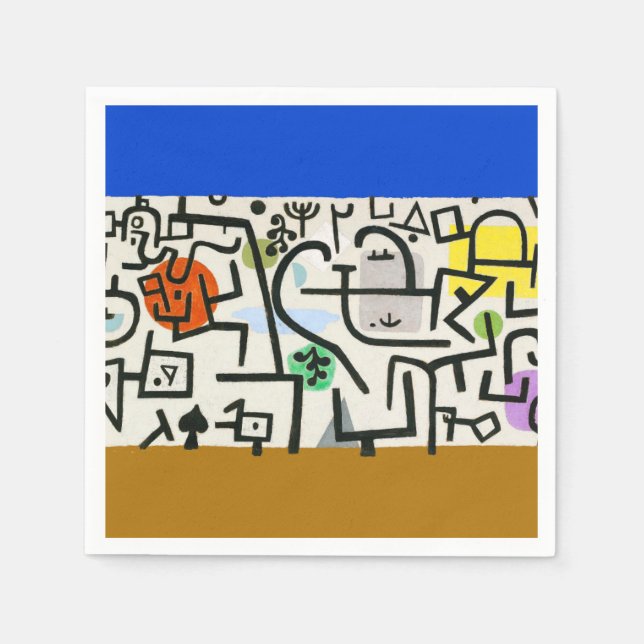 Paul Klee Rich Harbor Abstract Expressionism Napkin (Front)