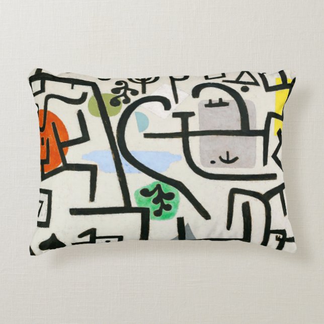 Paul Klee Rich Harbour Abstract Expressionism Accent Pillow (Front)