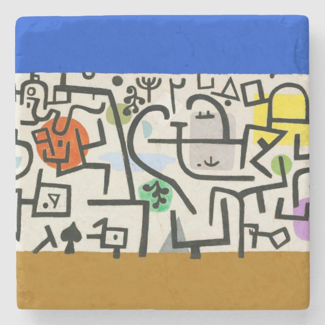 Paul Klee Rich Harbour Abstract Expressionism Stone Coaster (Front)