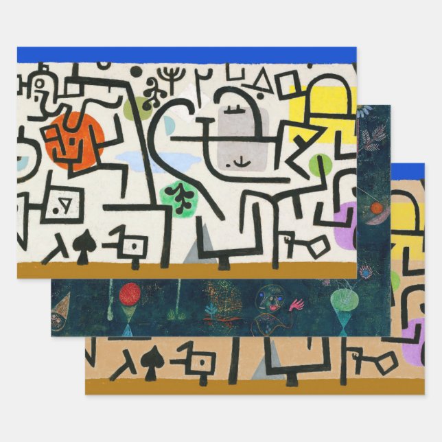 Paul Klee Rich Harbour Abstract Expressionism Wrapping Paper Sheet (Set)