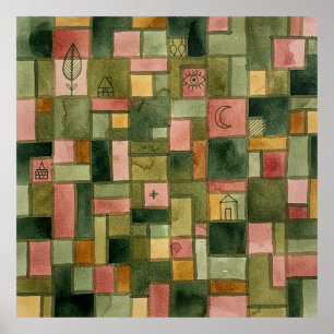 Paul Klee Style Mosaic Garden Folk Art Print