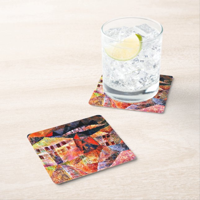 Paul Klee, The Hotel, Square Paper Coaster (Insitu)