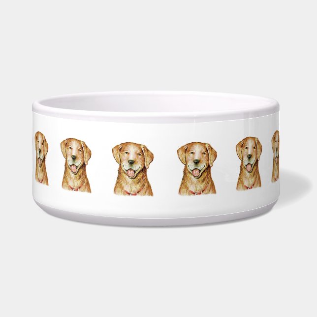 Paul McGehee "Golden Retriever" Large Dog Bowl (Front)