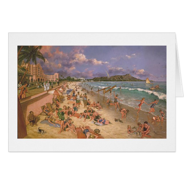 Paul McGehee "sur la plage carte chez Waikiki" (Devant Horizontal)