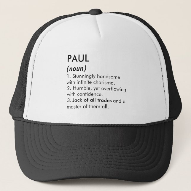 Paul name, Editable name, Custom name Trucker Hat (Front)