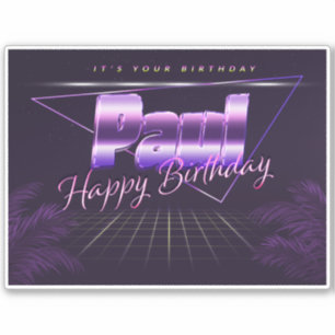 Paul Name Vorname lila retro Sticker Geburtstag