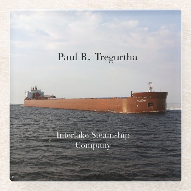 Paul R. Tregurtha glass coaster (Front)