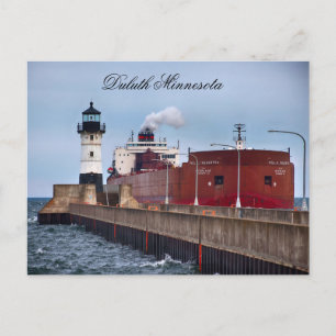 Paul R. Tregurtha Ship and Lighthouse, Minnesota Postcard