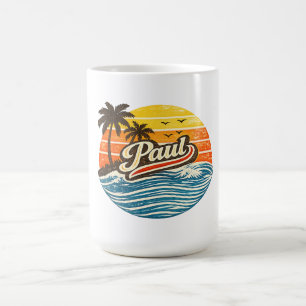 Paul Retro Sunset Name Design Magic Mug