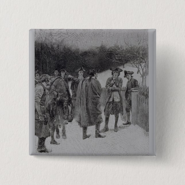 Paul Revere Bringing News to Sullivan 2 Inch Square Button (Front)