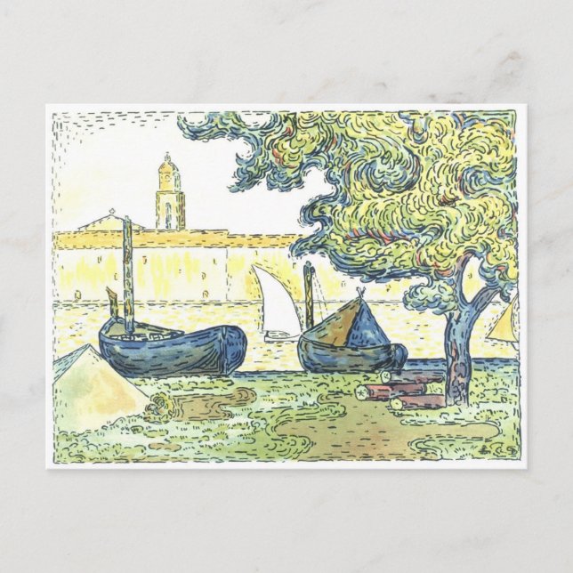 Paul Signac Boat Painting 1894 Carte postale (Devant)